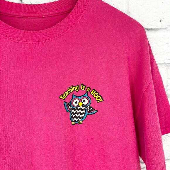 Teaching is a Hoot Pink Tee - Picture 3 of 6